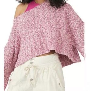 NWT Free people good day pull over chunky knit scoop neck sweater pink rose S